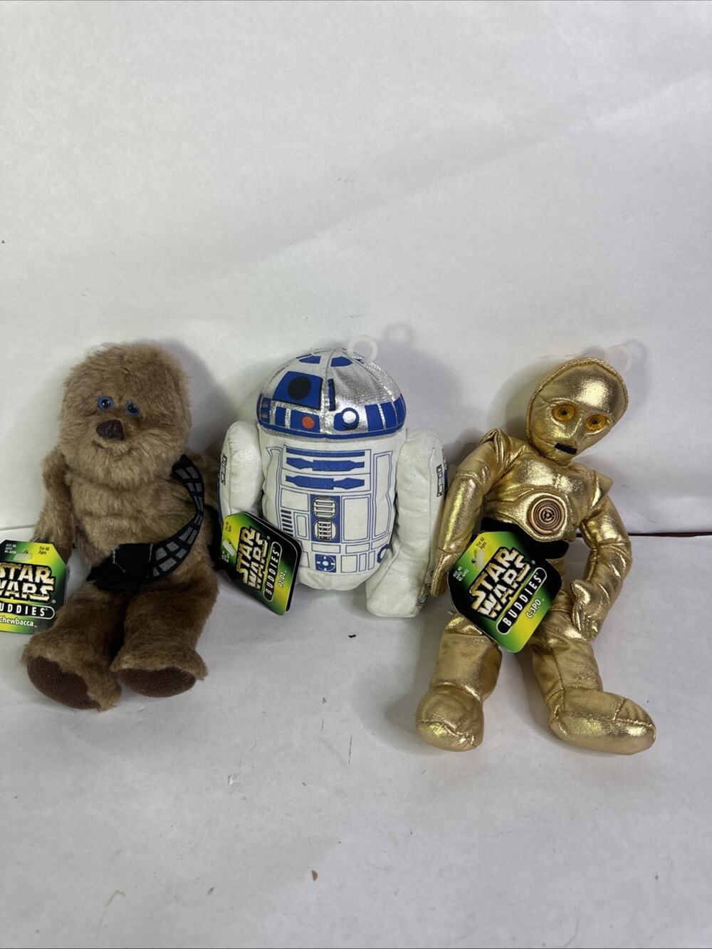 1997 Vintage Star Wars Buddies R2D2 and C3PO and chewbacca Lot 3 New With Tags